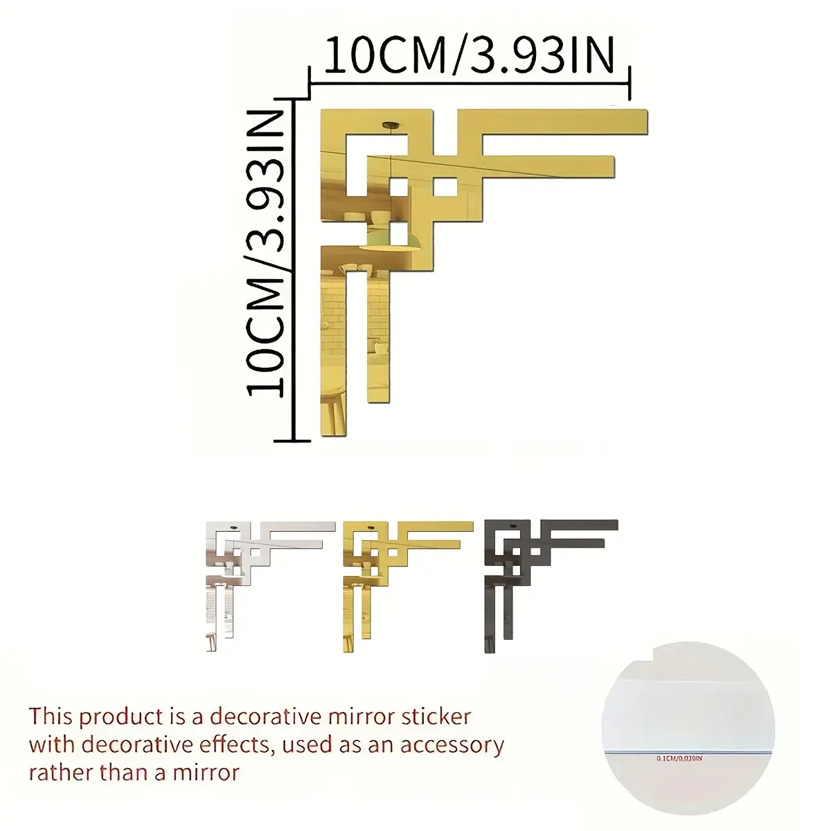 [Acrylic Mirror Stickers] 4pcs Acrylic Mirror Corner Stickers - Self-Adhesive Removable Decorative Mirror for Home Living Room Background - Multi-Scene Use