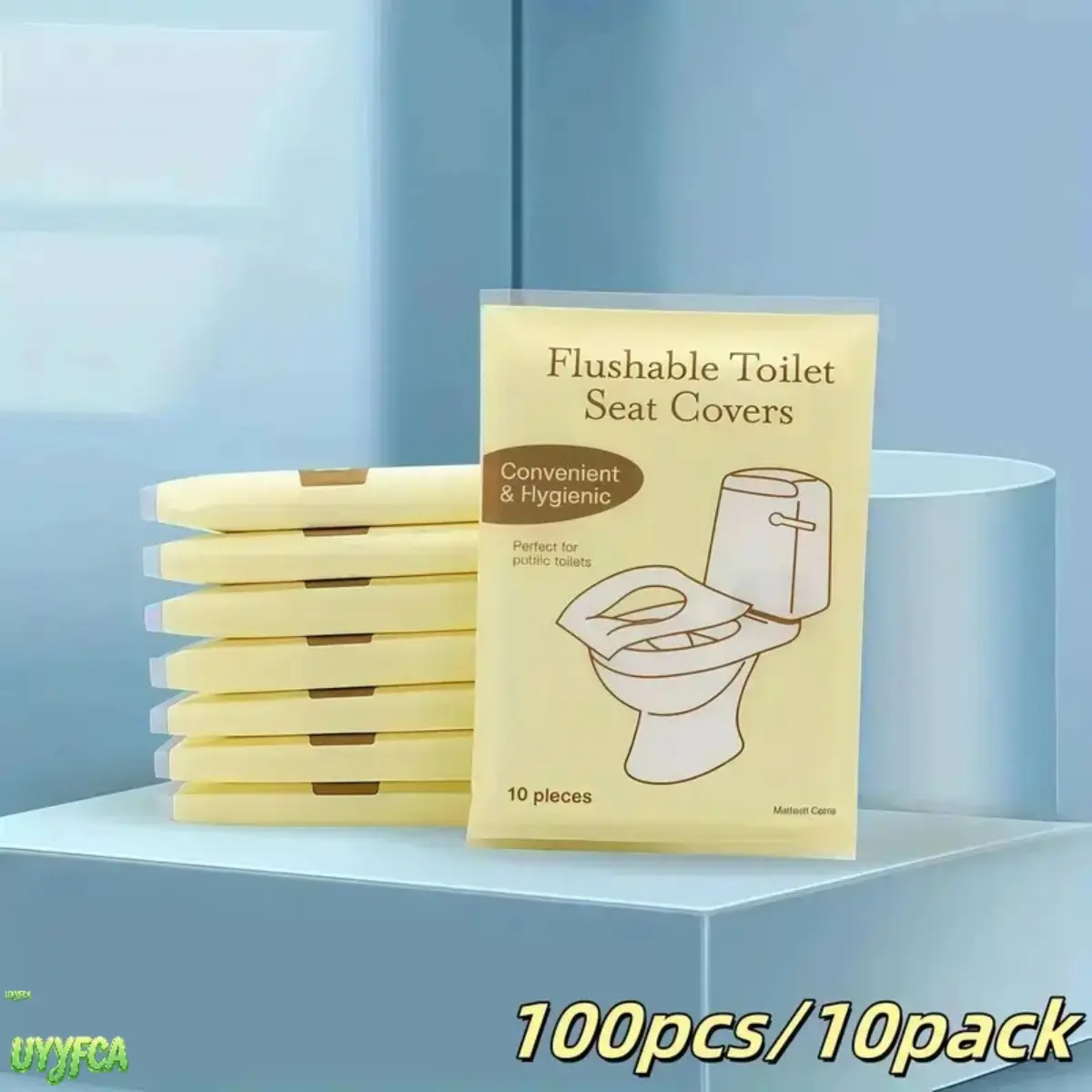 Universal Disposable Toilet Seat Covers 100 Count, Individually Wrapped Flushable Paper Liners, Splashproof & Portable for Travel, Public Restrooms, Pack, Dissolvable, 10 Pieces