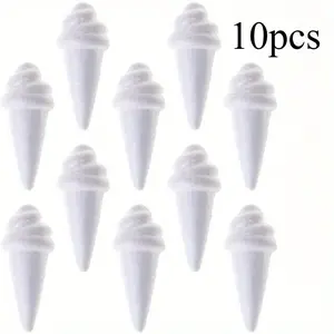 10 Foam Ice Cream Cones for Crafts, Ideal for DIY Projects, Painting, and Christmas Decorations, Perfect for Creative Activities
