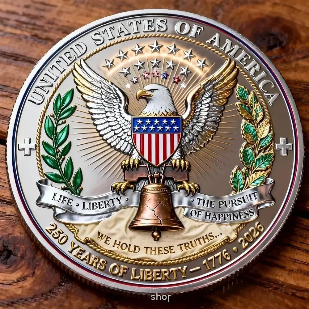 American Independence 250th Anniversary Dual-Sided Collectible Coin, Declaration of Independence Seal Relief Stamp, Perfect Gift
