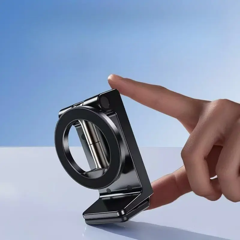 Foldable Magnetic Desktop Phone Stand, Adjustable Multi-Angle Portable Phone Holder, Clip-On Fixation, Ideal for Travel, Home, Office