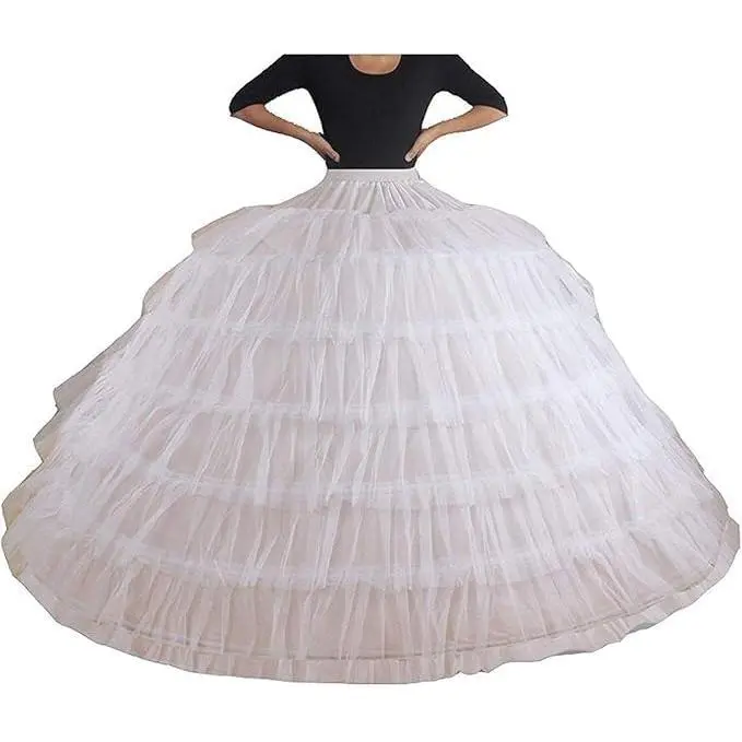 Women's A-Line Tulle Crinoline Petticoat, 7 Hoop Underskirt with Fluffy Bottom, Comfortable Bridal Accessory for Wedding Gowns