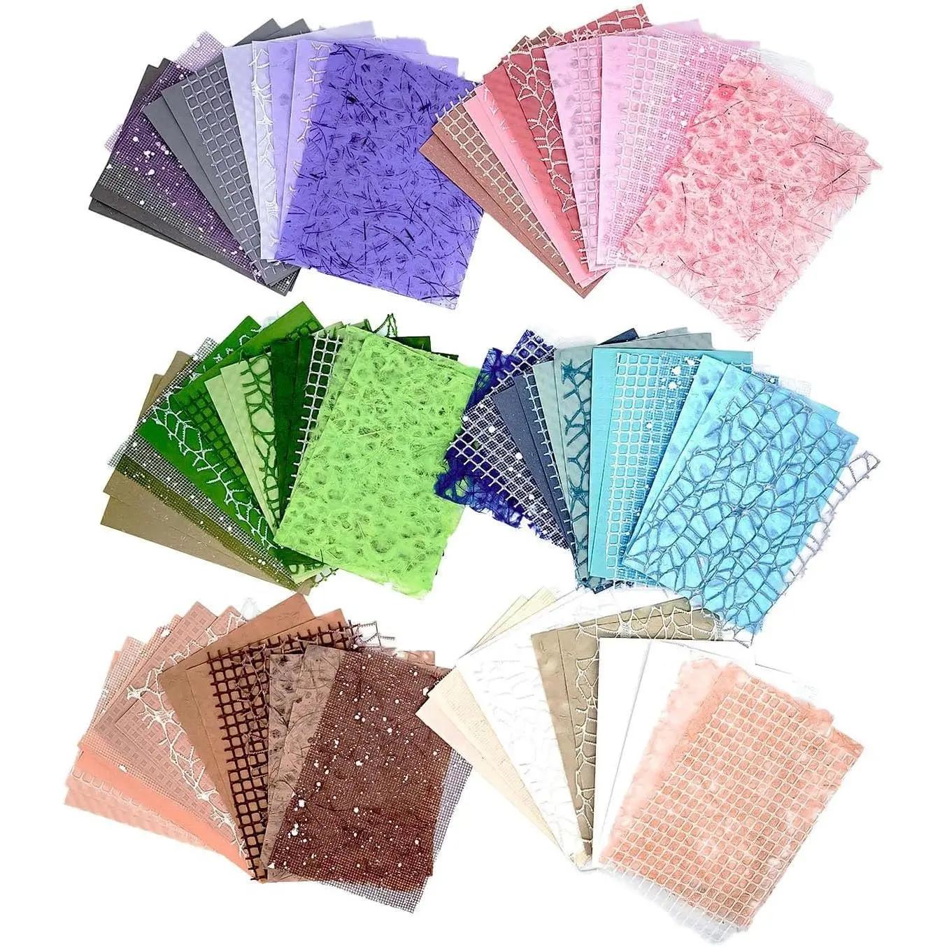 96 Sheets Textured Scrapbook Paper and Mesh Fabric  Set,6 Pack  Special Material Colored Paper for Junk Journal,Collage,Scrapbook,Art Diary, Media,Card Making,DIY Craft