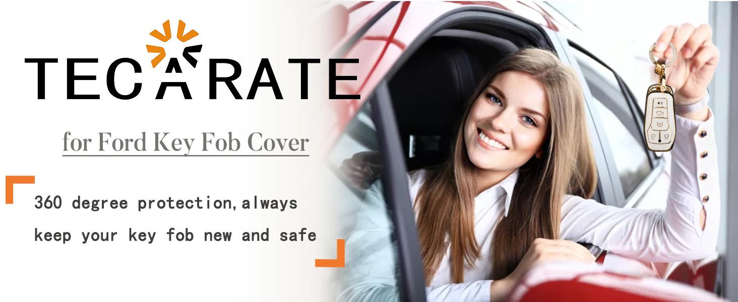 for Ford Key Fob Cover - Soft TPU Key Fob Case Shell Cover Holder Protector for Ford Edge Fusion Explorer Mustang Lincoln MKZ MKC MKX Smart Keyless Remote(Red)