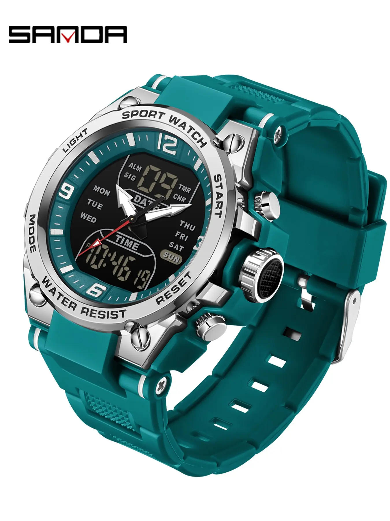 Brand Men's Sports Watches, Fashion Dual Display Digital Men Analog Wristwatch, Alarm Clock Week Date Stopwatch Luminous Quartz Watch For Man Ideal Holiday and birthday gift, Luminous Waterproof Watch
