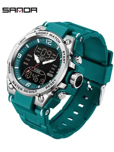 Brand Men's Sports Watches, Fashion Dual Display Digital Men Analog Wristwatch, Alarm Clock Week Date Stopwatch Luminous Quartz Watch For Man Ideal Holiday and birthday gift
