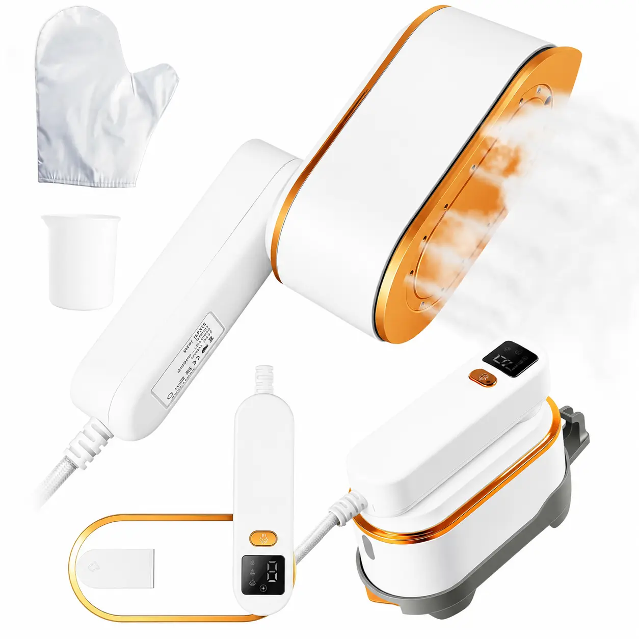 1200W Portable Travel Steamer for Clothes, 2-in-1 Handheld Steamer & Iron with 10s Fast Heat, LED Display & Wrinkle Remover for Home, Office & Travel