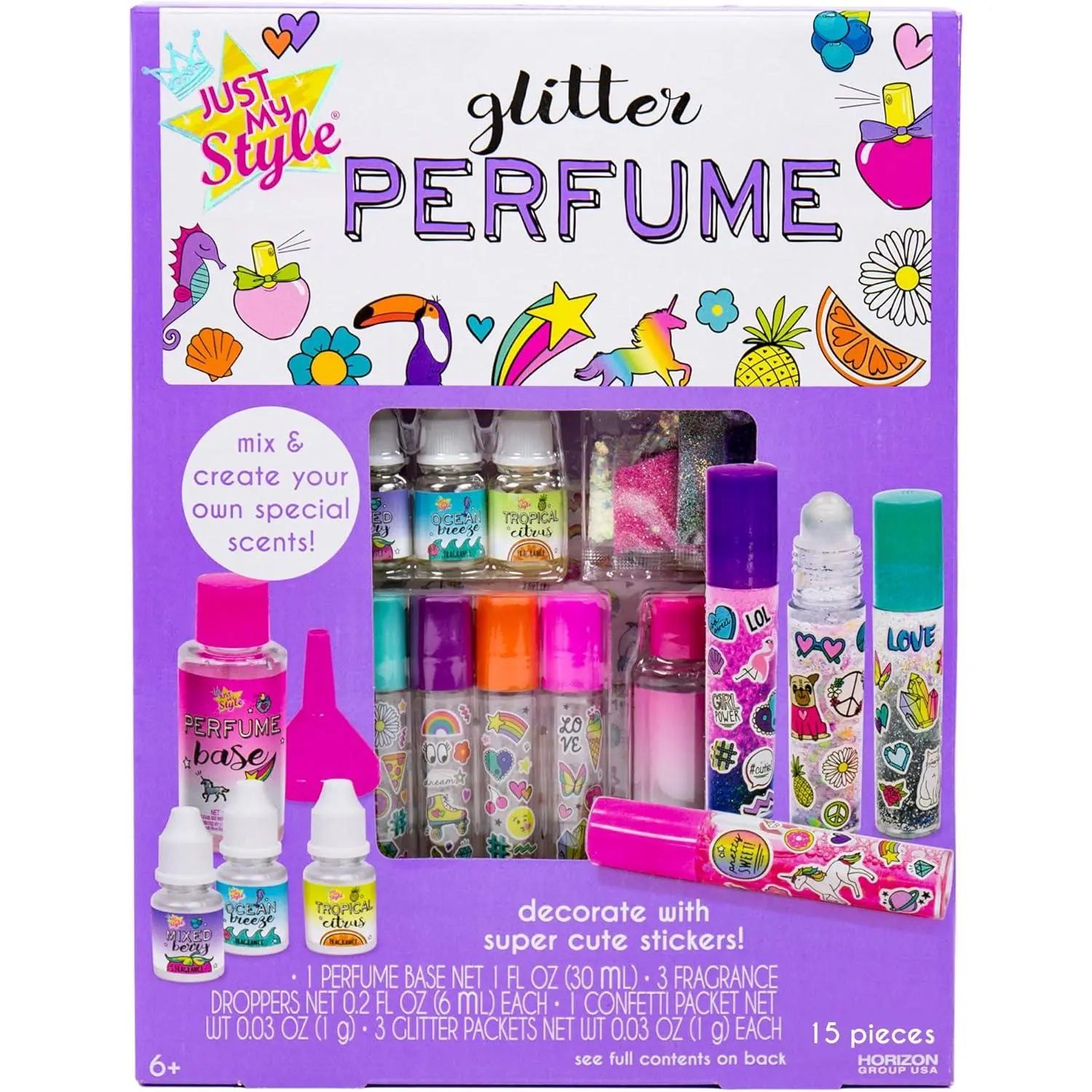 Just My Style Glitter Roller Perfume by Horizon Group USA Multi-color, 10 x 9 x 13.5