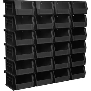 30210 AkroBins Plastic Storage Bins, Space-Saving Stackable Bins for Garage, Pantry, Craft Organization, 5" x 4" x 3", Black, 24-Pack