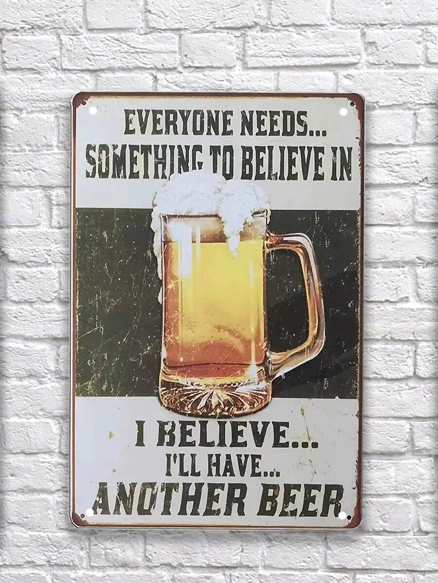 Funny Metal Sign – "Another Beer" – Vintage Bar Cafe Tin Sign – Wall Decor for Home, Bar, Basement, Wine Cellar, and Underground Cave – 8x12 Inch Decorative Plaque
