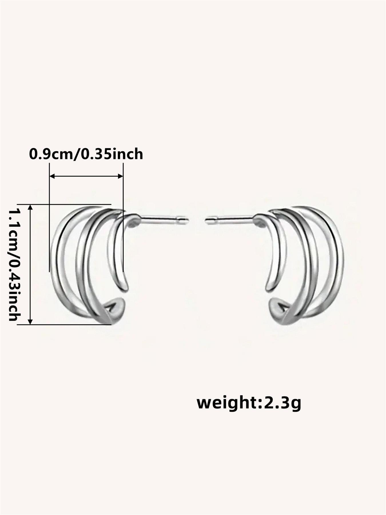 S925 Sterling Silver Minimalist Three Claw Pretty Studs Earrings, High Quality Fashionable Earrings for Women & Girls, Trendy All-match & Exquisite Jewelry for Birthday Gift, Elegant Minimalist Earrings
