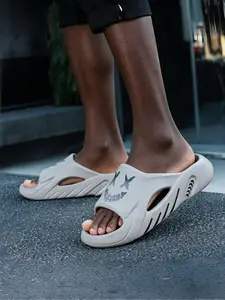 Men's Plus Size Slide Sandals Thick Anti-Slip Sole Stylish Trendy EVA Material With Wave Massage Insole Unisex For Daily Indoor And Outdoor Wear
