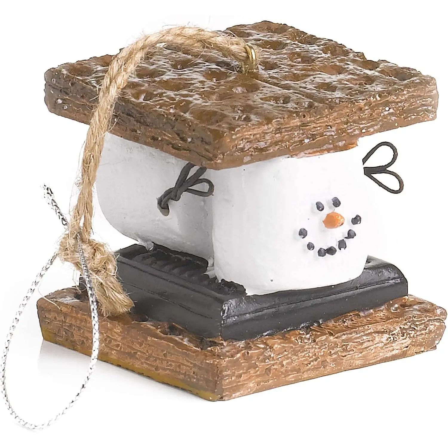 Smiling White  Brown S'mores Sandwich 2 Inch  Decorative Holiday Ornament