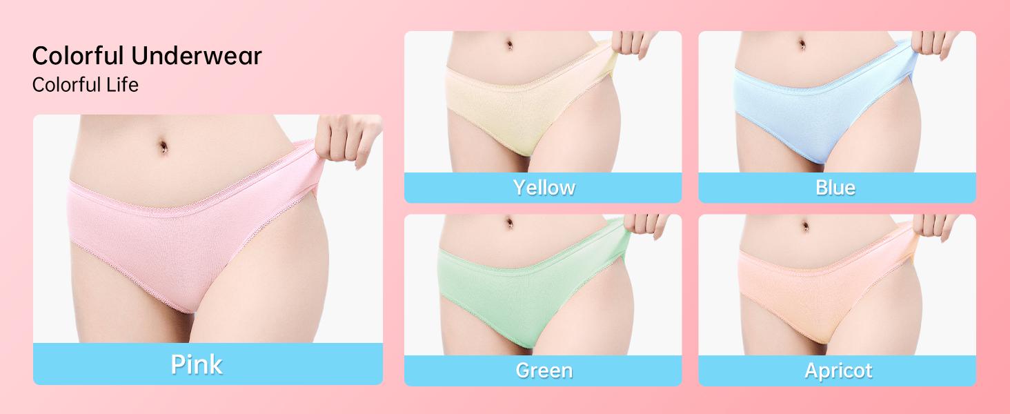 Disposable Underwear for Women Travel-Hospital Stays- Pure Cotton Ladies Brief Panties Multicolor (10pk)