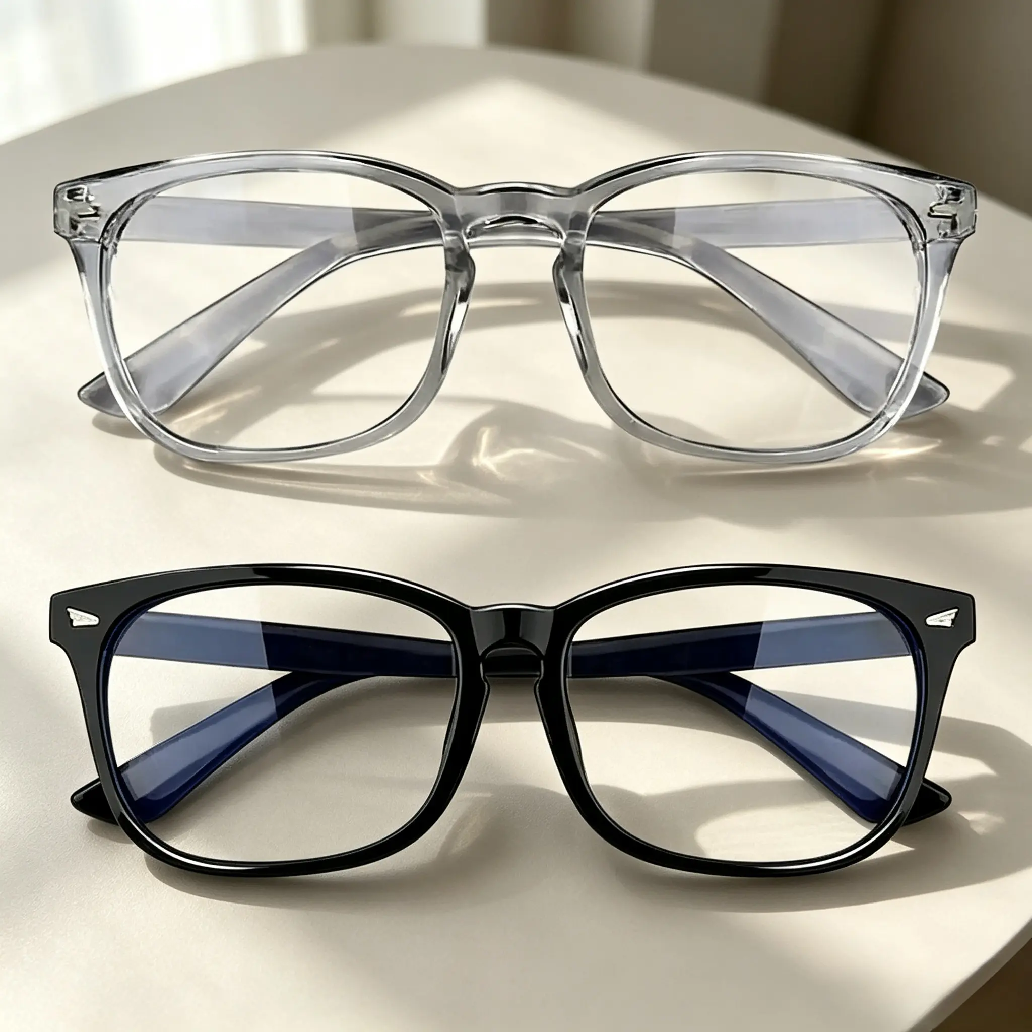 Minimalist Full Rim 2-Piece Unisex Square 2026 Blue Light Glasses, Blue Light Blocking Clear Lenses for Computer Gaming, TV outdoorfun