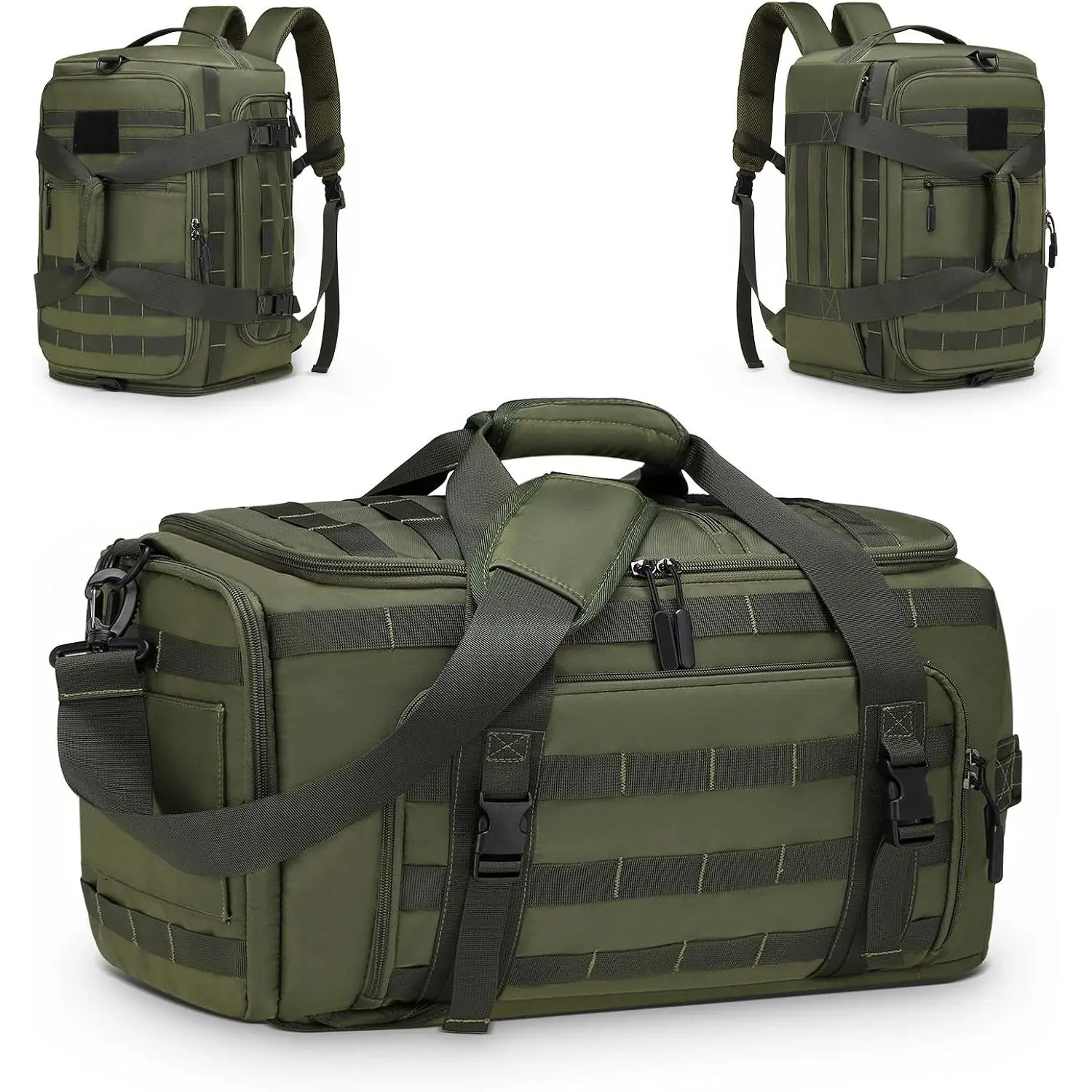 38L Convertible Duffel Backpack, 3 in 1 Gym Bag with Laptop Sleeve, Wet Pockets & Insulated Bottom, Green