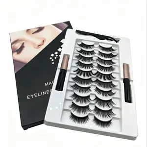 10 Pairs Magnetic Eyelashes & Eyeliner Kit  Glue-Free Magnetic Lashes, Natural Dense & Curly, Comes with Tweezers for Easy Application