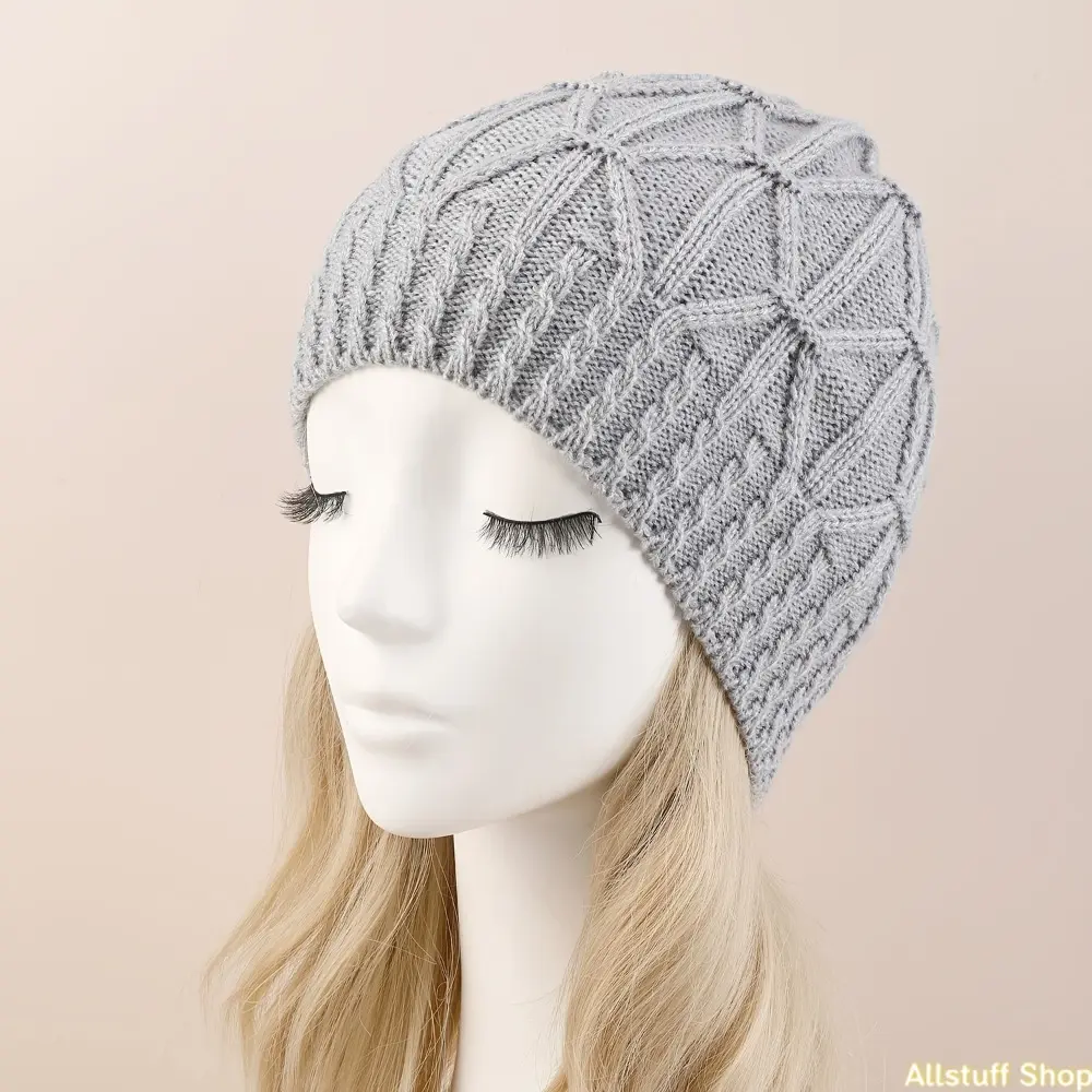Unisex Slouchy Cable-Knit Beanie - Warm, Windproof, Ear-Protective Headwear for Outdoor Sports & Outdoor Activities, Knitted Hat, One Size tiktokshopbacktoschool