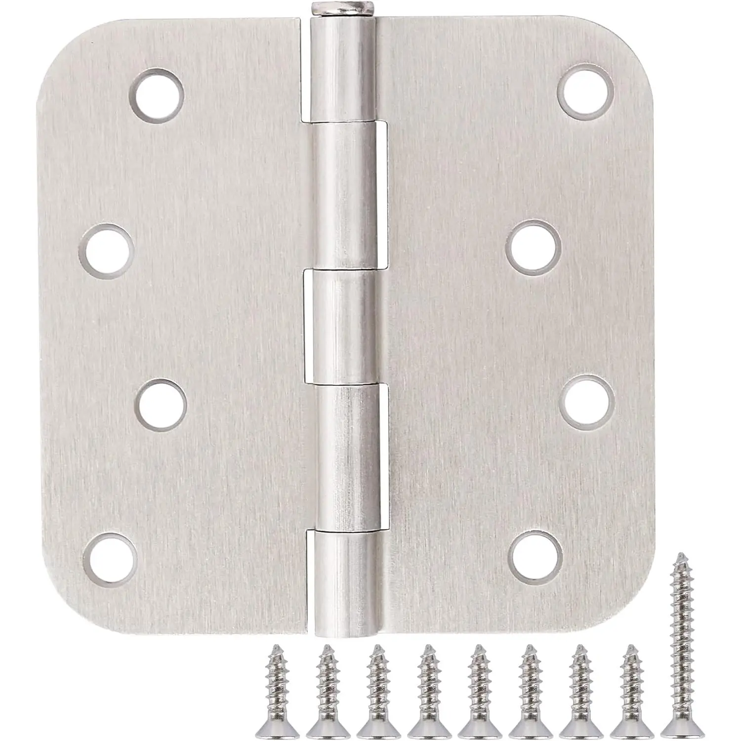 3 Pack 4 Inch Heavy Duty Satin Nickel Door Hinges with 5/8" Radius Corners, Suitable for Interior and Exterior Residential Door Hardware