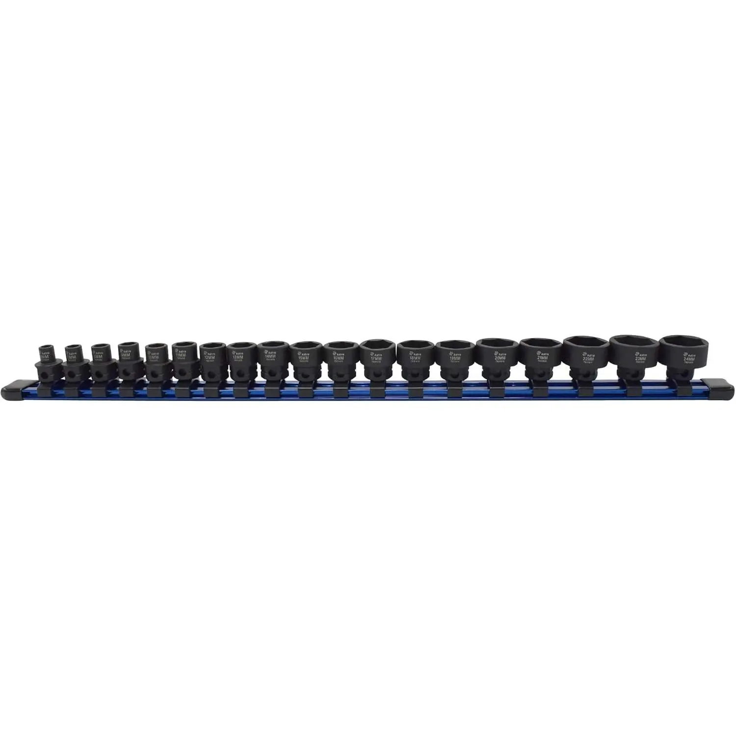 19-Piece Low-Profile Nano Impact Socket Set for Impact Work, 3/8" Drive, 6-24mm Metric Bolt Compatibility, No Skip Teeth