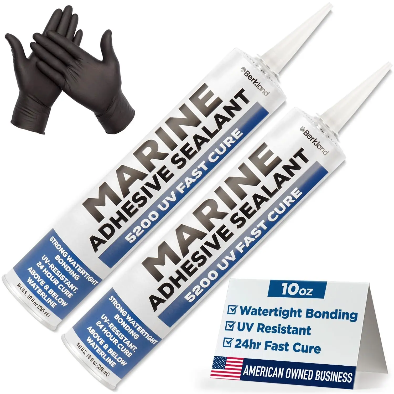 [2-Pack] Marine Adhesive Sealant 5200 Fast Cure, 10 oz White — Permanent Watertight Bond Above & Below Waterline, UV Resistant Marine Sealant for Boats, Hulls, Decks & Fittings, American Owned