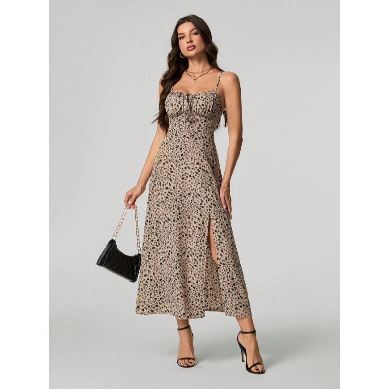 SHEIN Tall Women's Floral High Slit Sleeveless Dress