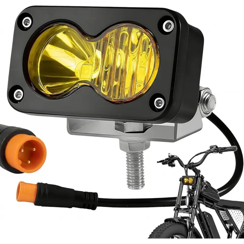LED Headlight for Ebike, Baja Style Light 6500K 20W Waterproof Compatible with Ridstar Q20 RadRunner RadMini RadRover RadExpand, 3Pin 12V-60V for Ebike Light