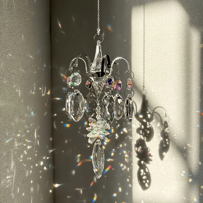 1pc New Rainfall Starry River Crystal Glass Sun Catcher, Garden Light-Gathering Ornament, Sun Catcher, Bling Bling Crystal Hanging Decoration, Suitable for Home, Courtyard, Hallway, Office, Windowsill Decoration, Christmas, Valentine's Day