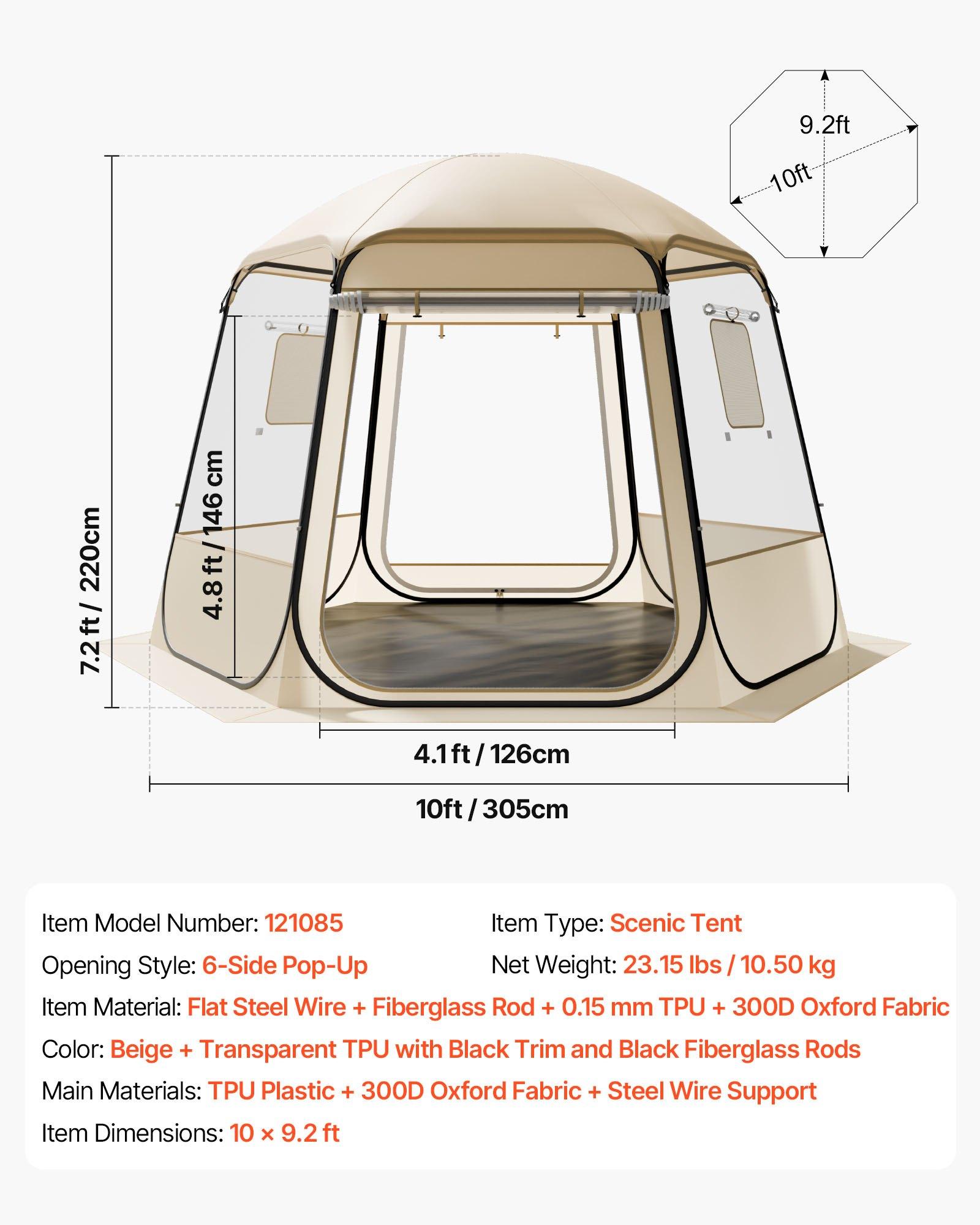 VEVOR Pop up Bubble Tent, 10 x 9.2 ft Waterproof & UV-Resistant, Clear Camping Tent Shelter, Outdoor Garden Dome Igloo Tents with Windows, 540 ° Panoramic View, for 4-8 Persons Patio Backyard VEVOR Pop up Bubble Tent, 10 x 9.2 ft Waterproof & UV-Resistant, Clear Camping Tent Shelter, Outdoor Garden Dome Igloo Tents with Windows, 540 ° Panoramic View, for 4-8 Persons Patio Backyard