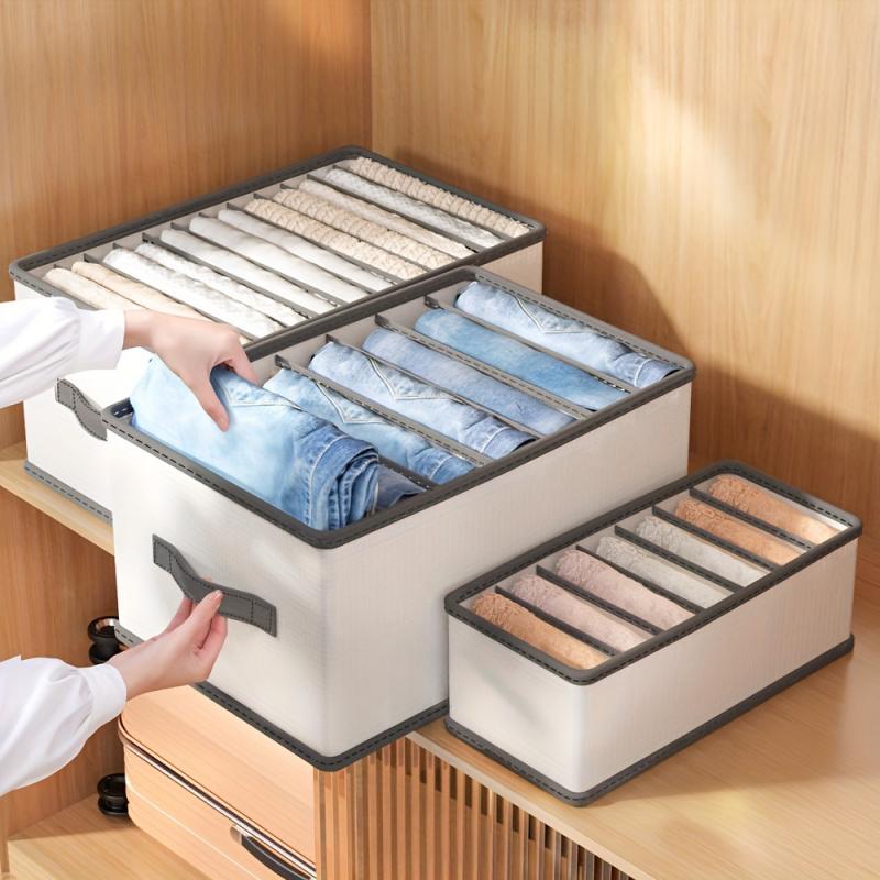 Foldable Drawer Storage Box with Dividers, Polyamide Material, Space-Saving Design for Clothes & Accessories, Ideal for Home & Dormitories