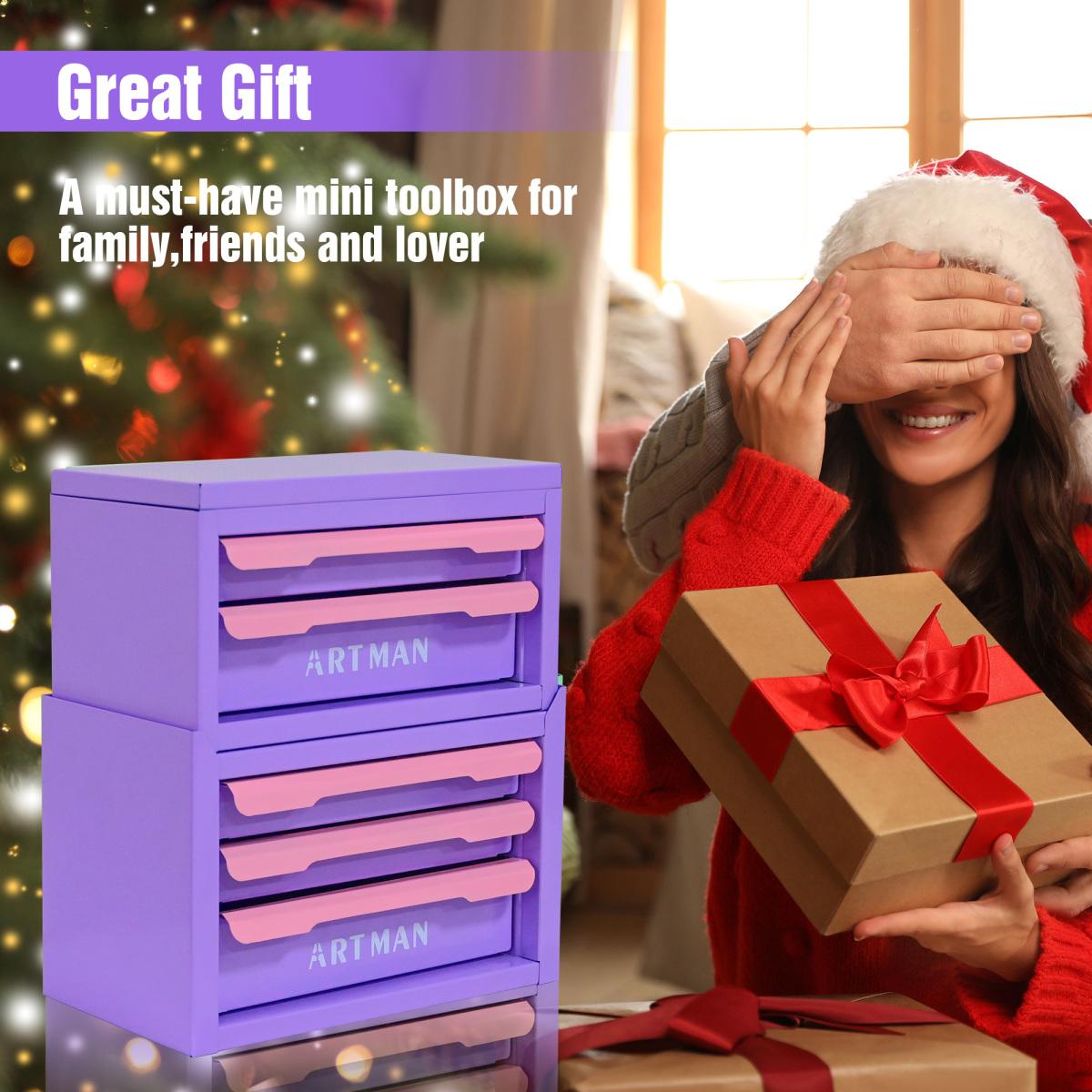 Desktop Drawer Storage Box Organizer, Stackable Desk Organizer with Pull Out Drawers, Office Stationery and Cosmetic Storage for Home Workspace