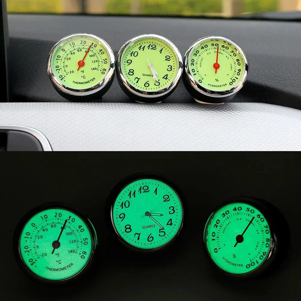 Luminous Clock Thermometer Hygrometer Automobile Car Dashboard Decoration Ornaments Automotive Watch Car Styling Accessories