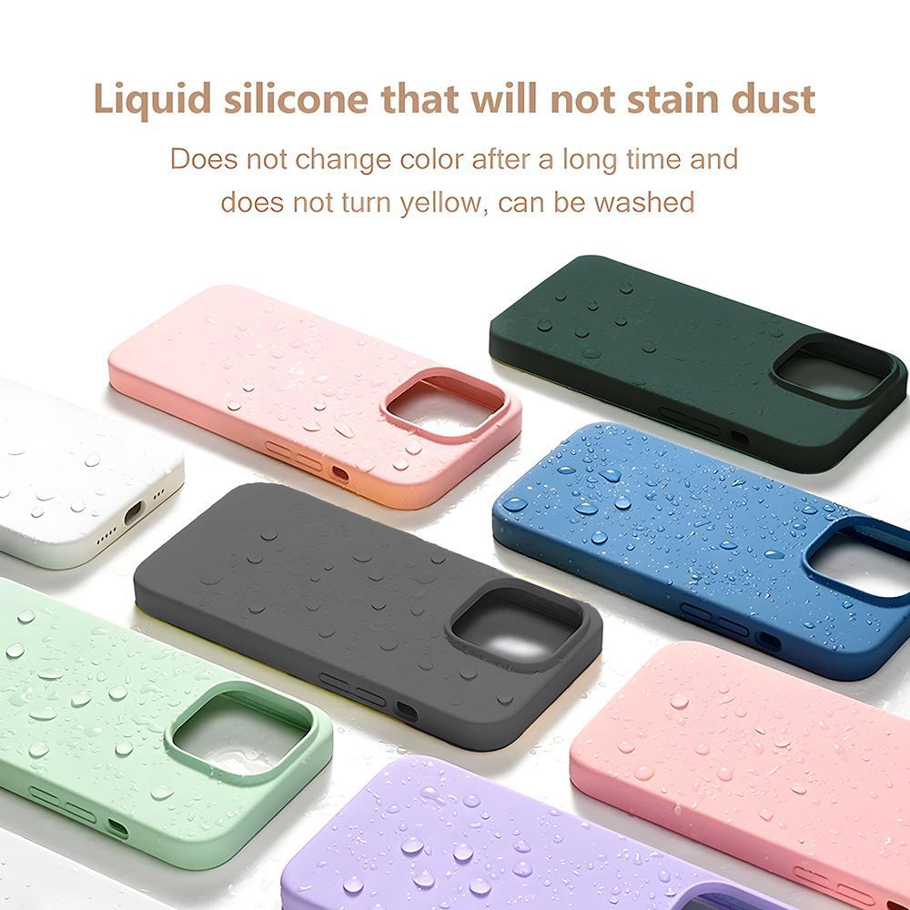Minimalist Solid-Color Silicone Phone Case, 1 Count Shockproof Phone Protective Cover, Phone Accessory Compatible with iPhone 11/13/14/15/16/17 Pro Max Series, Shockproof Casing