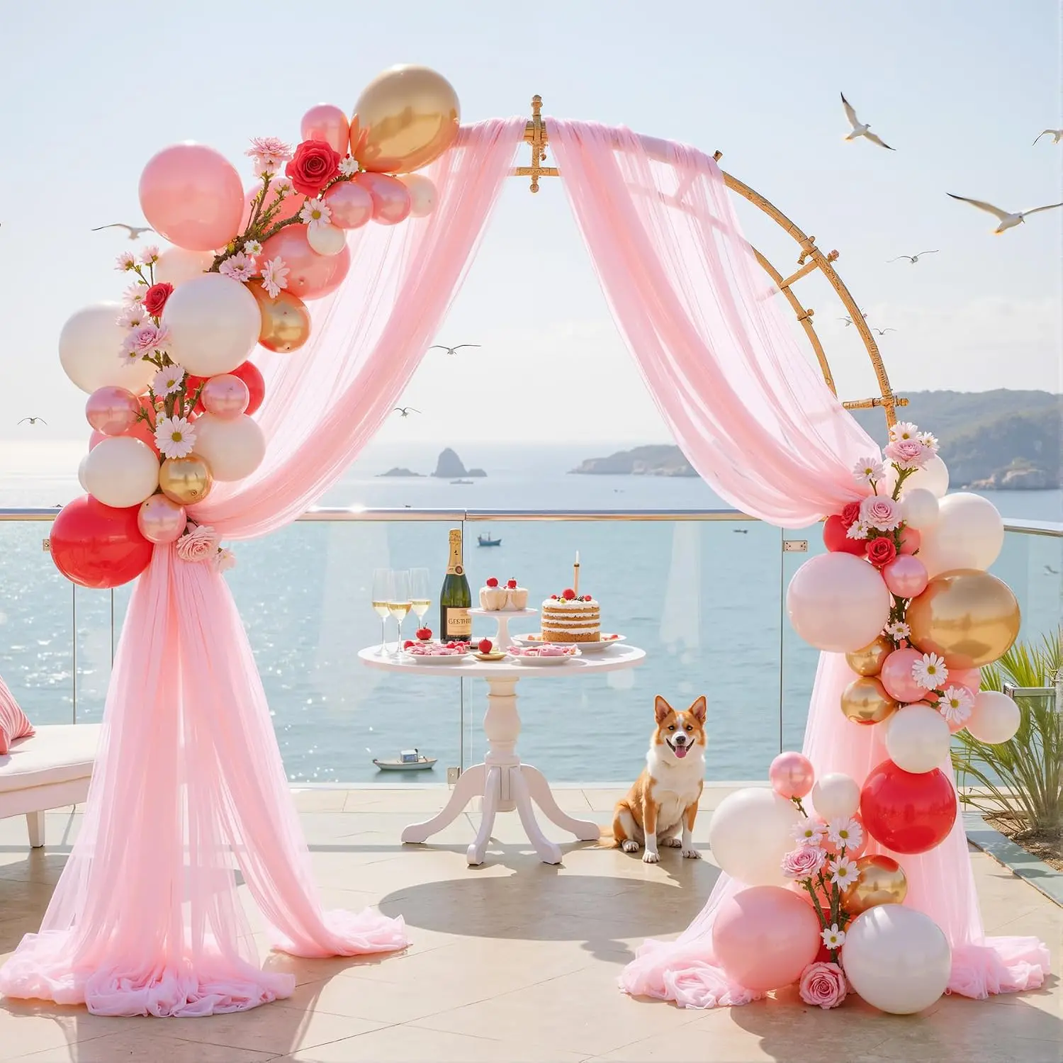 Tulle Wedding Arch Draping Fabric, 2.5x19FT, White
