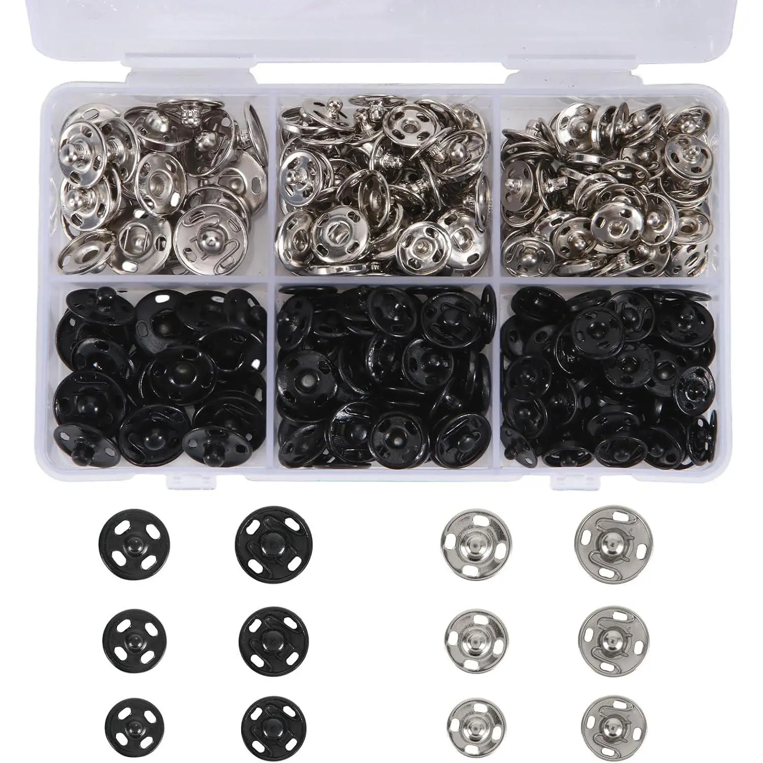Snap Button Kit for Fabric Sewing – 140 Pairs Snap Buttons in Black & , Complete Variety Set for Clothing Repair & DIY Craft Projects