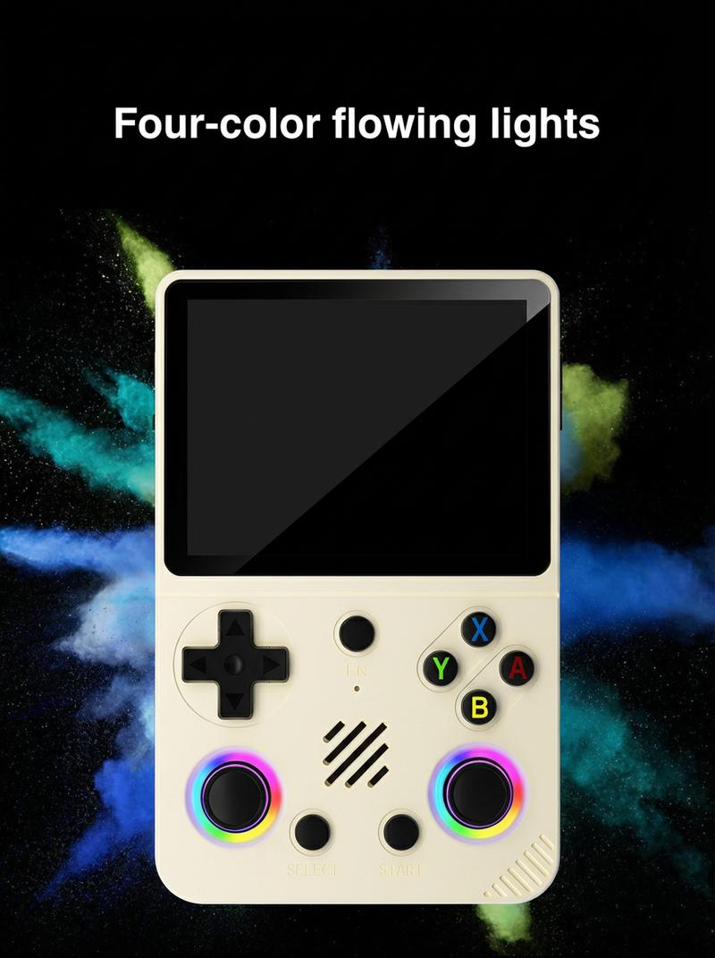 Avamoon RG36 PRO Handheld Game Console, 128G，RGB Lights, 20+ Emulators, Dual 3D Joysticks, 3.5 Inch IPS Screen, Video Gameing Console wavelength game