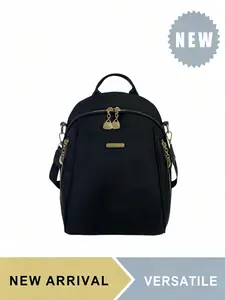 Women's Waterproof Nylon Mini Backpack Purse, 2-in-1 Convertible Shoulder Bag with Gold Zipper Hardware, Multi-Pocket Roomy Interior Fits Tablet Phone Wallet Cosmetics, Adjustable Straps, Casual Daypack for Commute Travel, Multiple Color Options