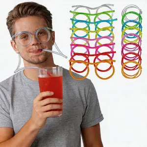 4PCS/8PCS Funny Glasses Straws, Reusable Colorful Novelty Drinking Tools, Hilarious Eyeglass Straws for Birthday Parties and Family Gatherings