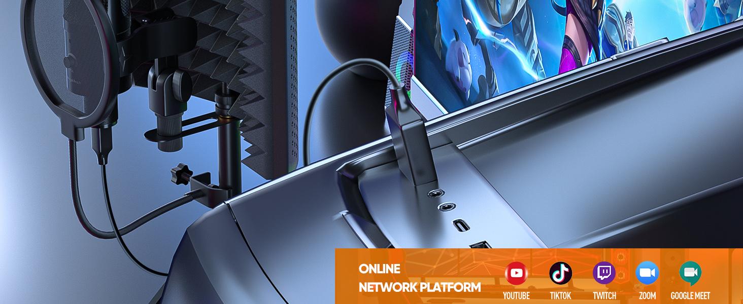 Studio Recording Microphone Isolation Shield with Pop Filter and Metal Tripod Stand, Studio Mic to PC Laptop Smartphone, Music Microphone for Recording Singing Podcasting