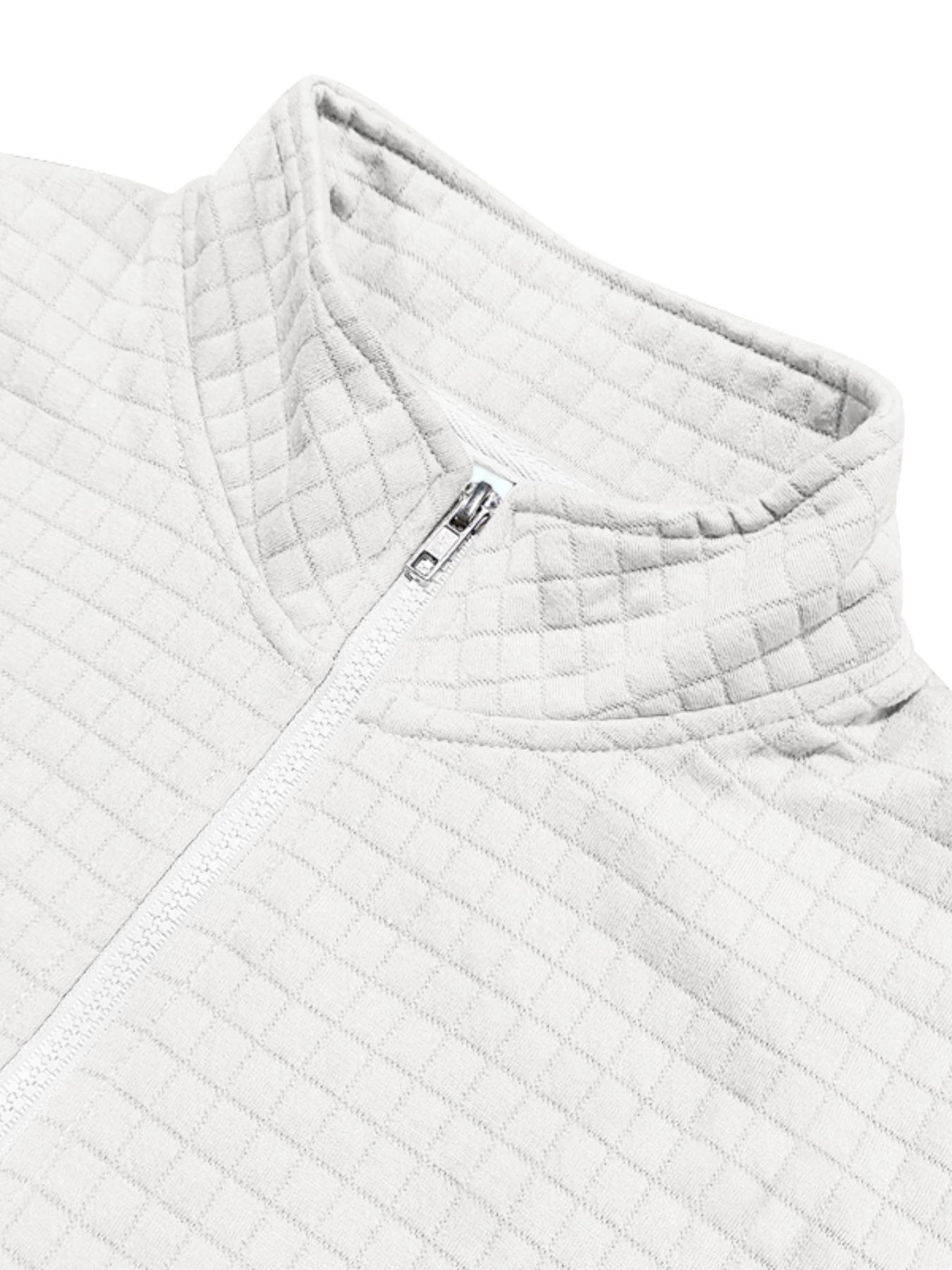 Men's Regular Fit Solid Zip Up Stand Collar Sweatshirt, Casual Long Sleeve Pullover for Spring & Fall, Fashion Men's Top for Daily Wear