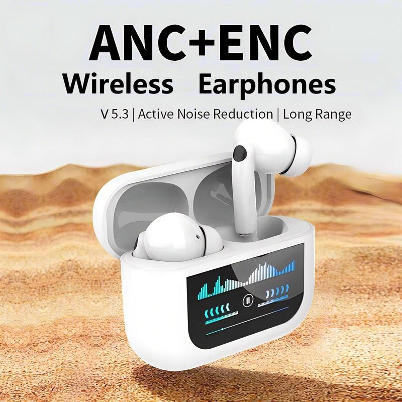 Wireless Earphones, True Wireless In-ear Design Earbuds with Touch Screen Charging Case & Built-in Microphone, ANC Noise Cancellation Earbuds for Smart Devices