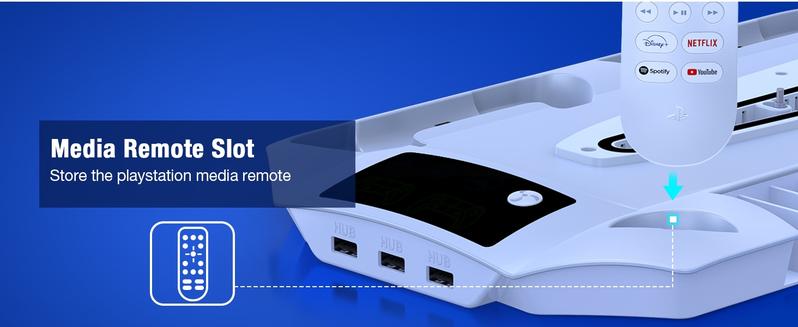 ESYWEN PS5 Pro/Slim Stand & Cooling Station with Controller Charging for PlayStation 5 Disc Digital Console, 3 Levels Fan, 13 Game Slots, 3 USB Hub, Headset Holder, Wearable