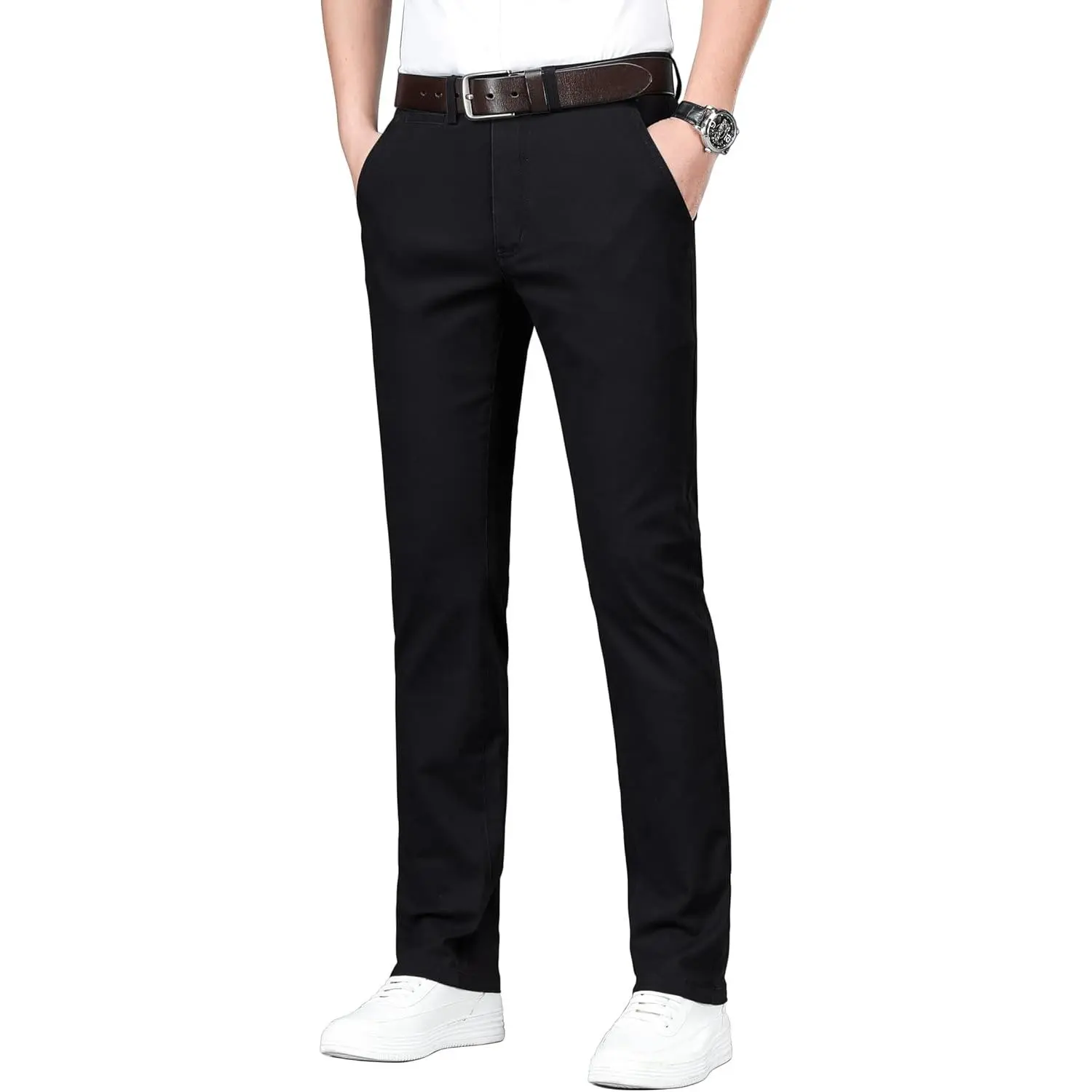 ESSYSHE Men’s Chinos Pants Casual Khaki Slim Fit Pants Stretch Tapered Slacks