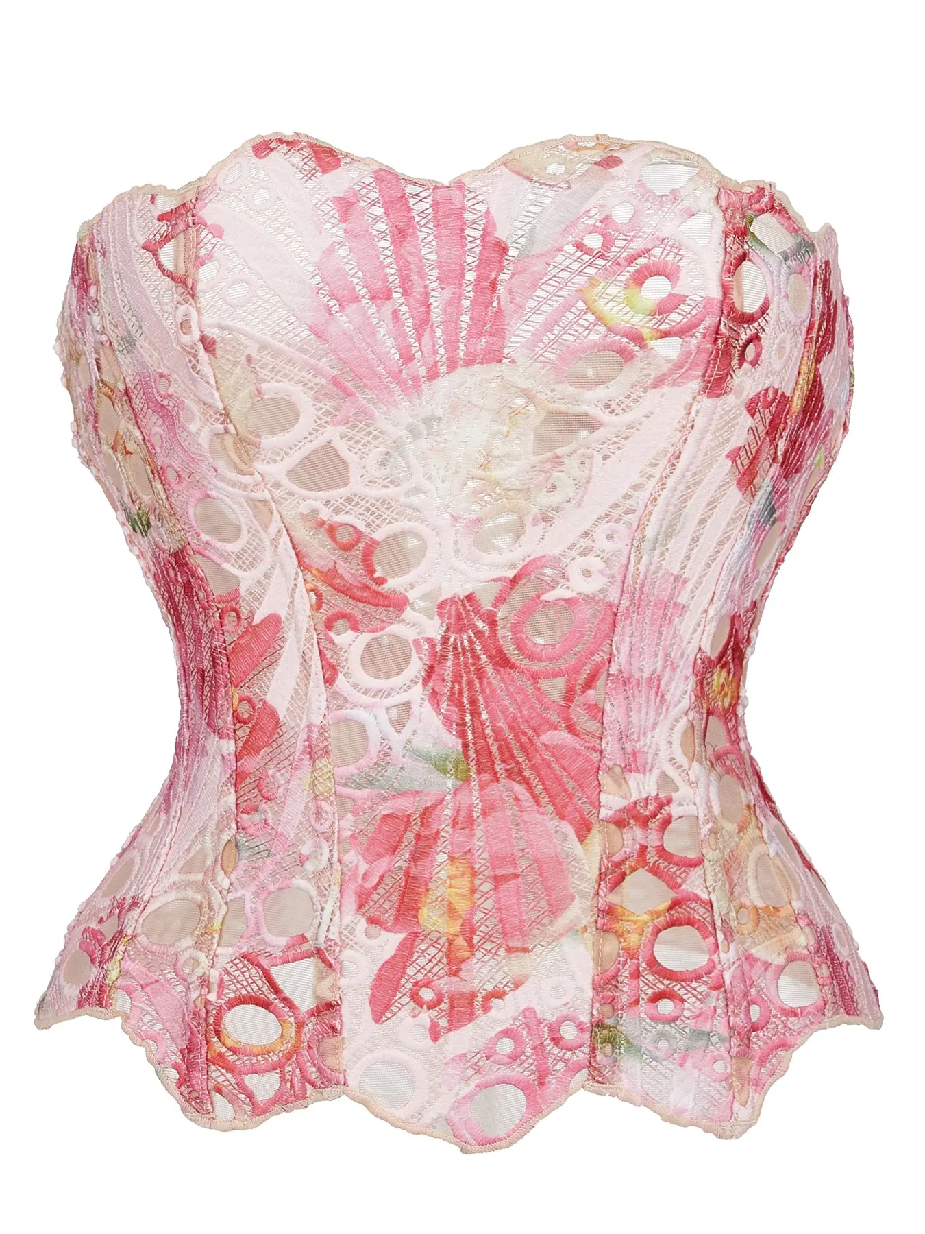 New Women's Gradient Shell Pattern Elegant Water Soluble Embroidery Bustier, Fishbone Structured Top, Sweet and Spicy Style, Fit