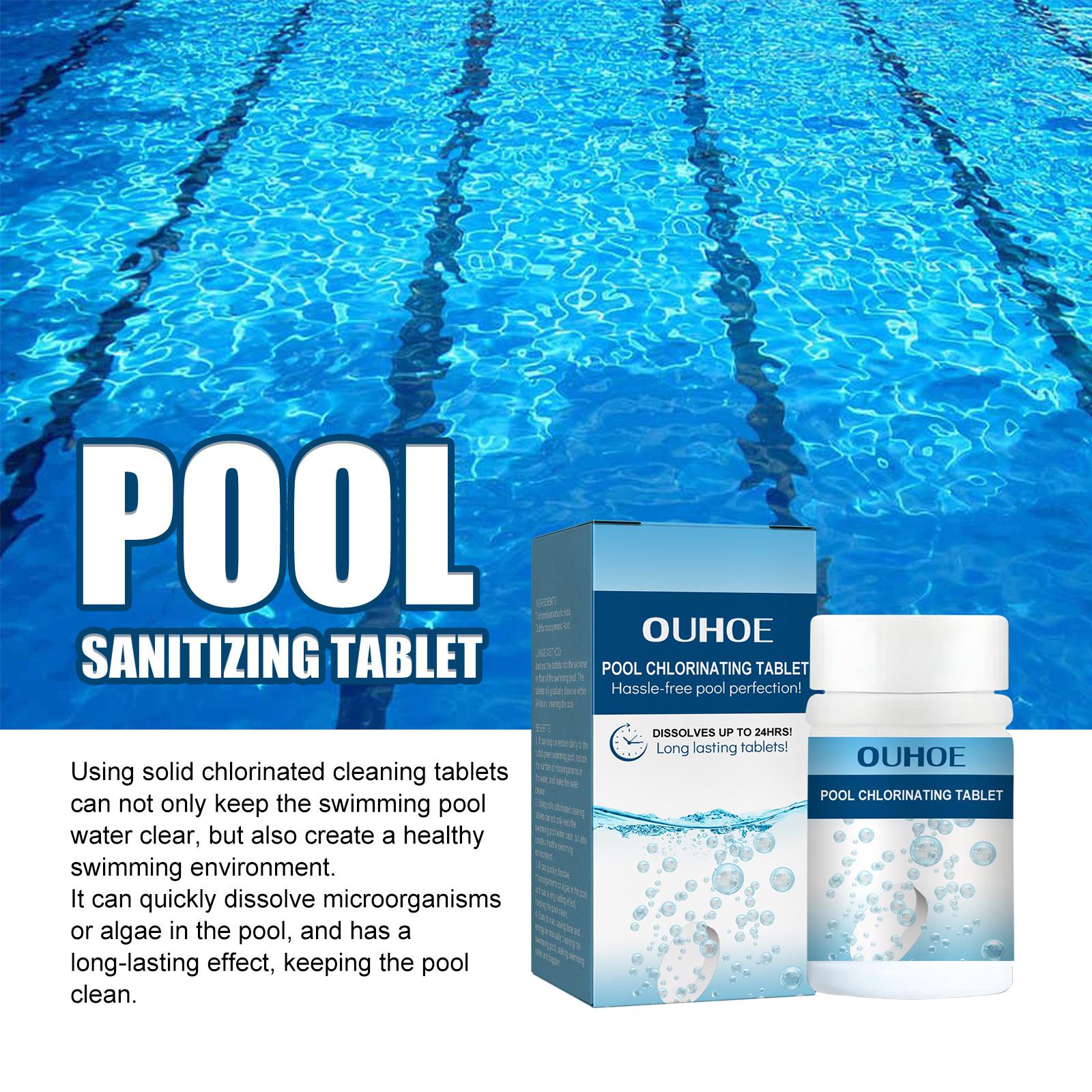 Pool Chlorine Tablets, Quick-Dissolving Multi-Function Effervescent Tablets for Water Quality Cleaning and Odor Removal