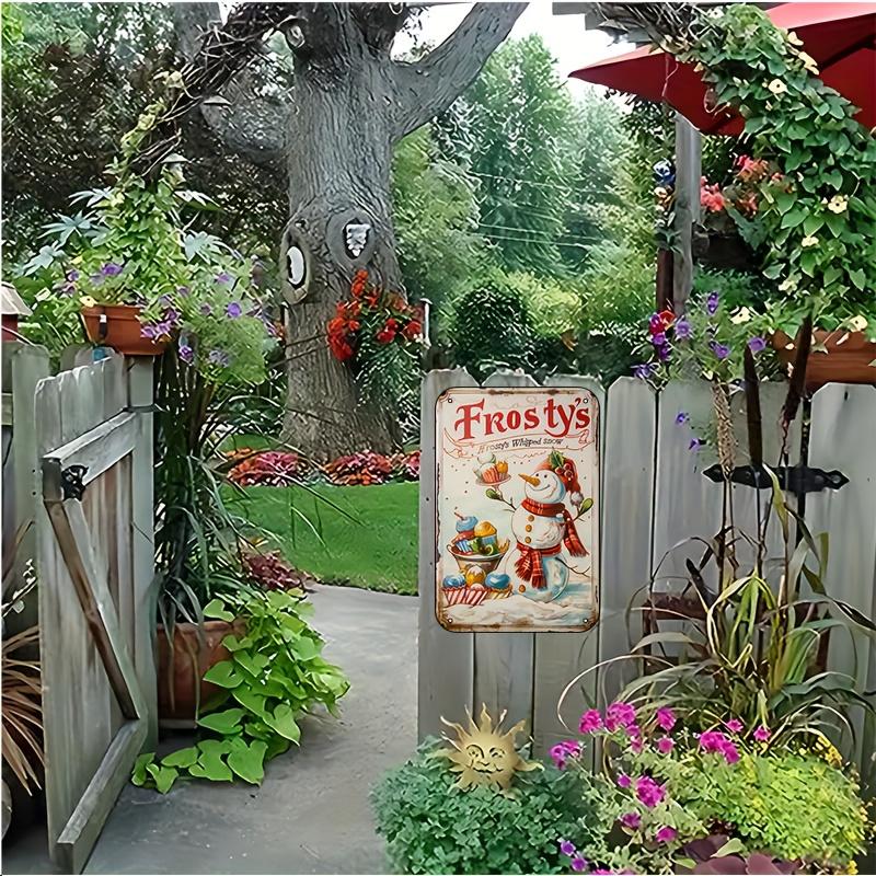 Retro Christmas Snowman Metal Tin Sign - 8x12 Inch Vintage Wall Decor with Whipped Snow & Candy Cane, Perfect for Home, Bar, Coffee Shop, or Holiday Gift, Home Decor Sign | Whimsical Snowman Design | Durable Metal Sign, Christmas Decorations, 2D Flat