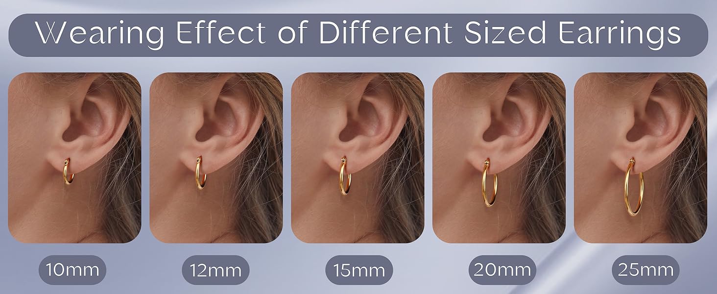 BESTEEL 5-10 Pairs Silver Gold Hoop Earrings Set for Women Men Hypoallergenic Surgiacl Stainless Steel Small Huggie Earring Stacks Pack Jewelry for Multiple Piercing Waterproof