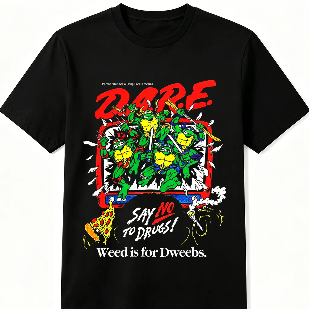 DARE Say No To Drugs Ninja Turtles Classic Retro Vintage Graphic Tee T-Shirt y2k cotton fashion Streetwear Comfort Shortsleeve Casual Gift For Fan