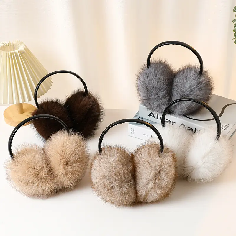 Cute Oversized Faux Fur Winter Earmuffs for Women | Thick Soft Plush Warm Ear Warmers, Cold Weather Outdoor Travel Accessories & Christmas Gift