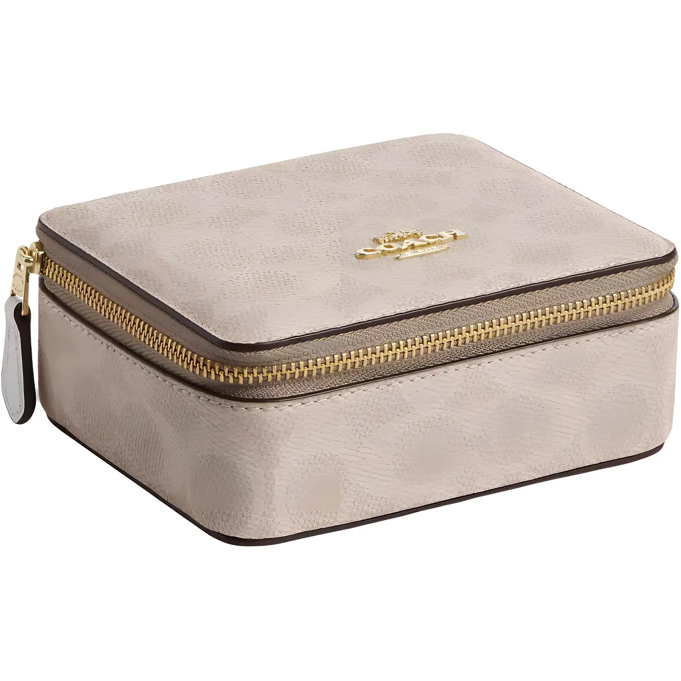 Coach Canvas Travel Organizer Bag for Women, Logo-Zip Closure, Beige